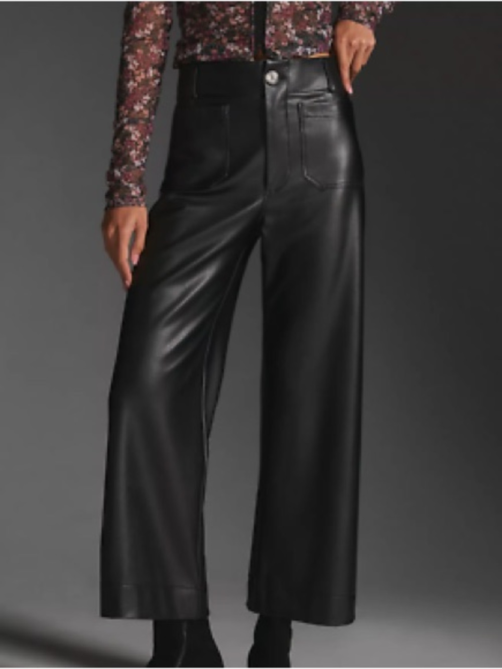 Maeve The Colette Wide Leg Faux Leather Pants In Black Size 31